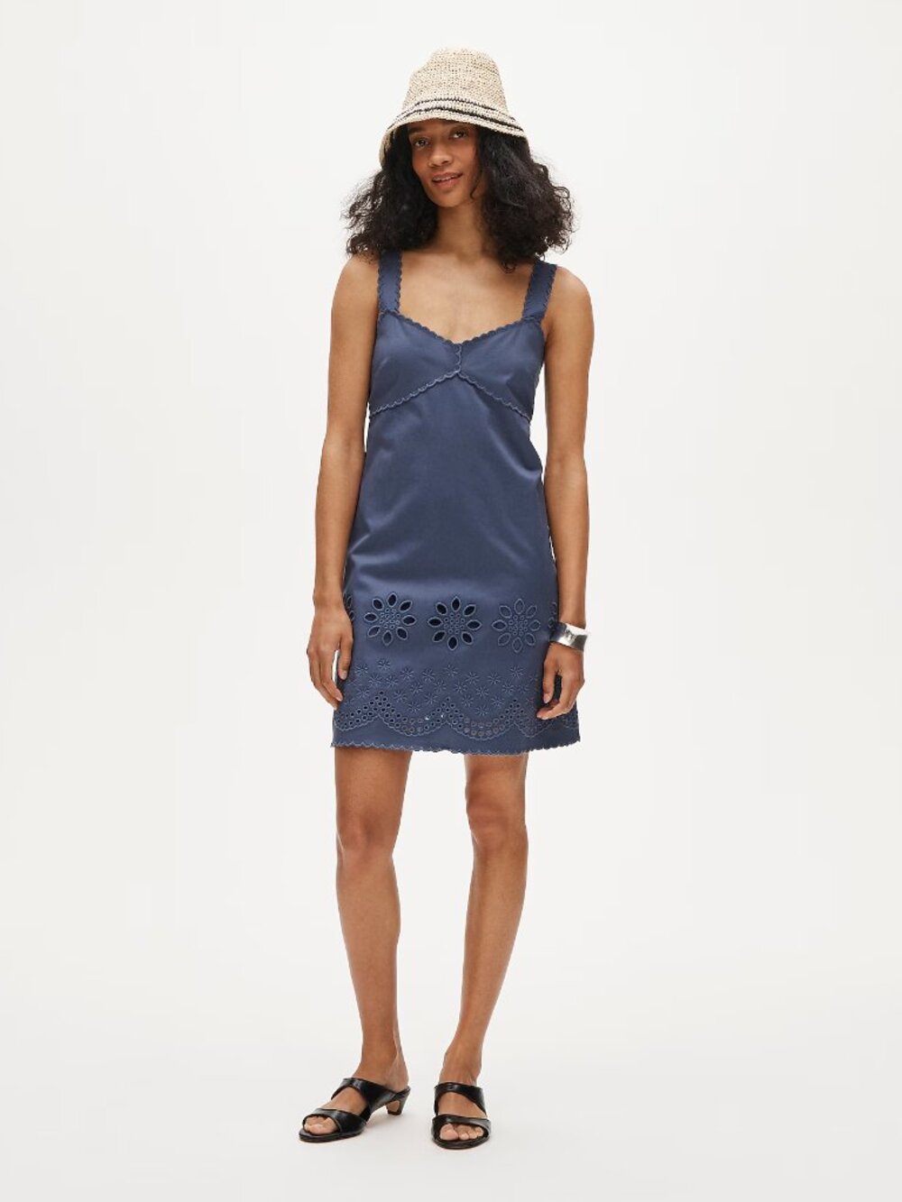 J.Crew Scallop-trim mini dress in washed twill-Evening Shadow/blue/purple-NWT